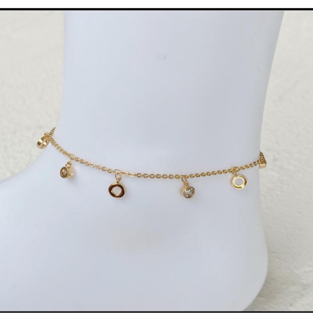 Elegant 18k Gold Electroplated Charms Ankle Bracelet